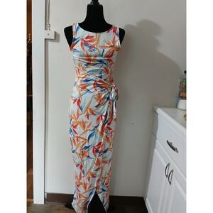 Tommy Bahama Women's WhiteBird Paradise Print Sleeveles Maxi Dress with Side Tie